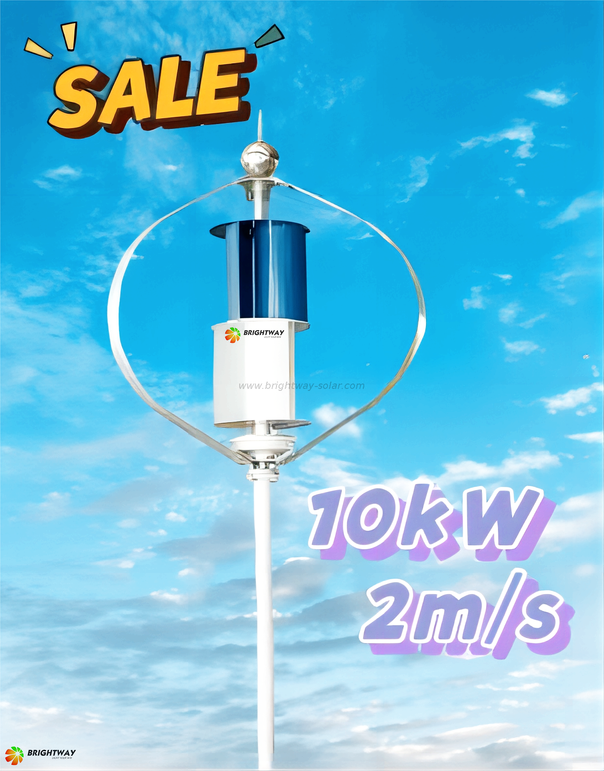 Brightway Vertical Maglev Wind Turbine Generator 10kW 10000W